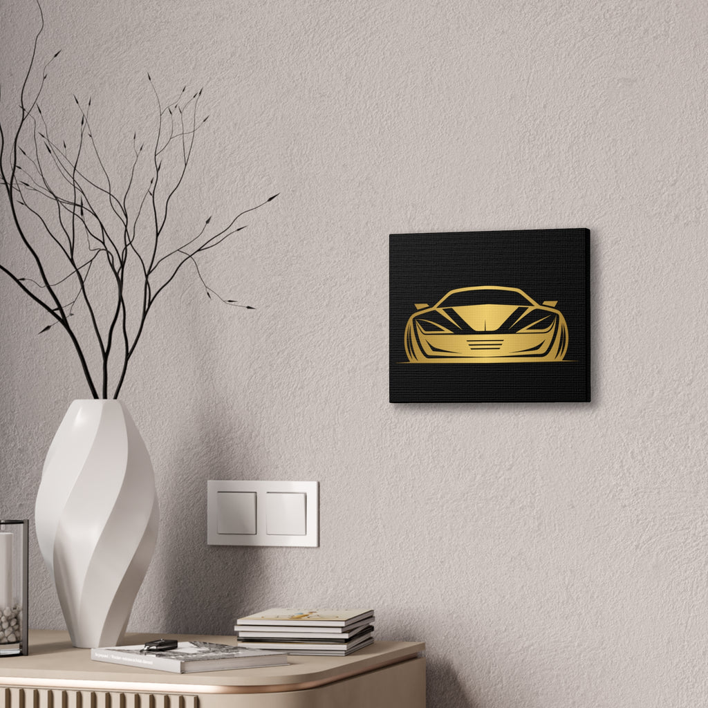 Gold Sports Car Canvas Print — Modern Automotive Wall Art