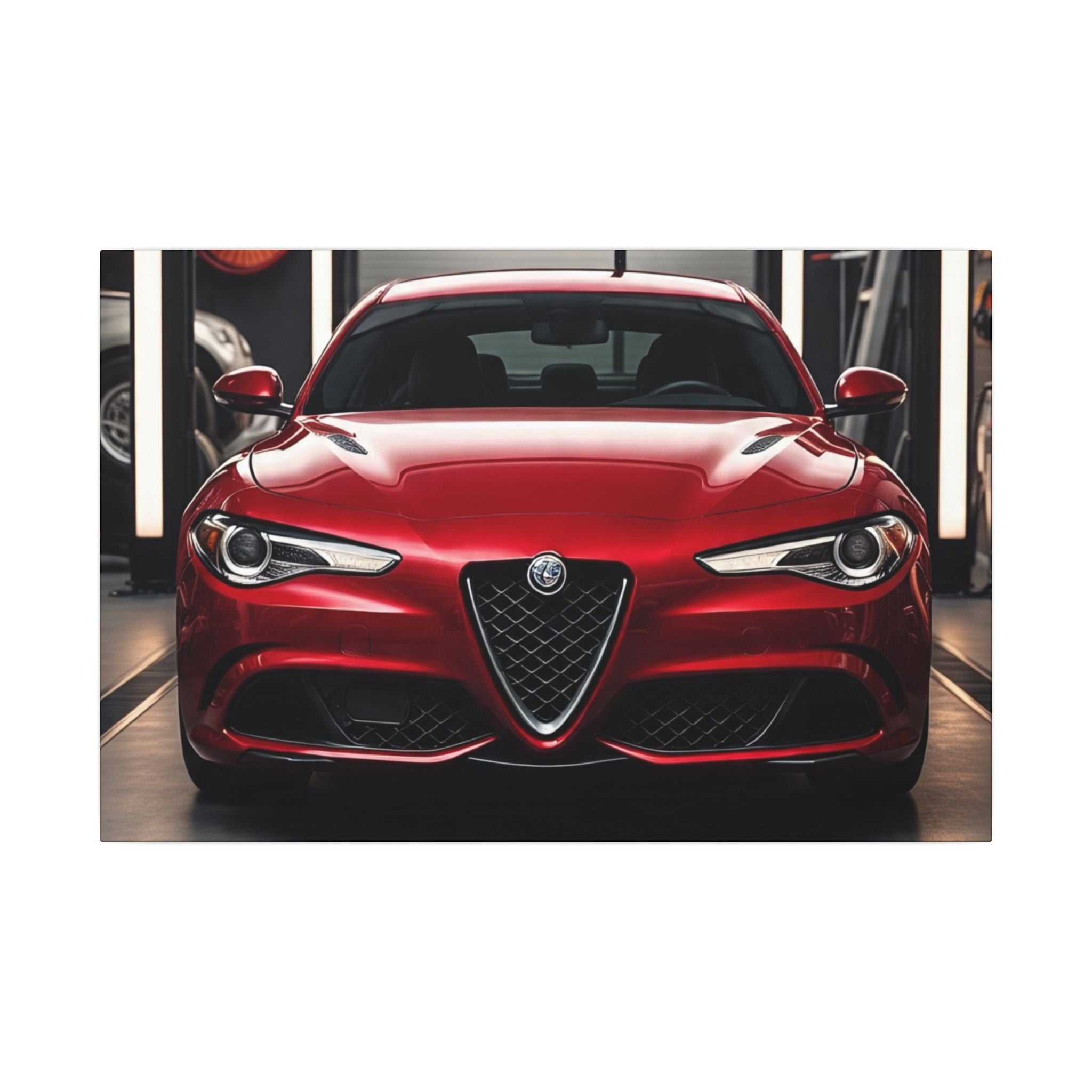 Alfa Romeo Giulia Front View Matte Canvas Wall Art — Stretched Car Photography Print