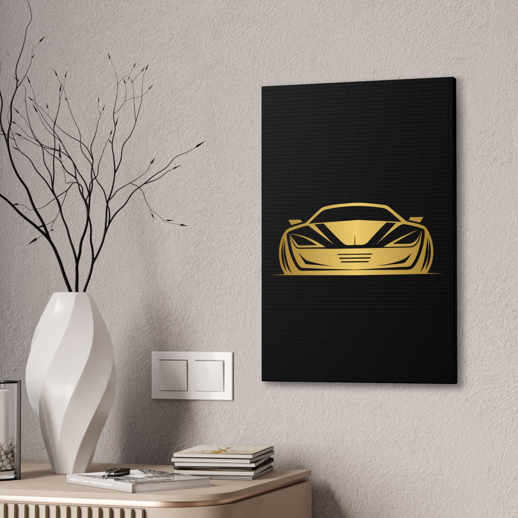 Gold Sports Car Canvas Print — Modern Automotive Wall Art