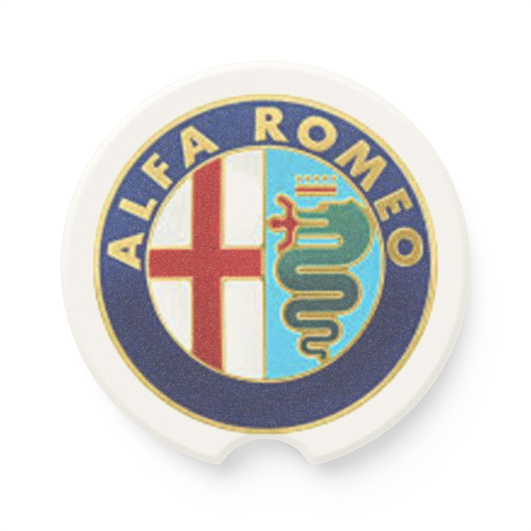 Soapstone Car Coaster — Vintage Alfa Romeo Emblem Car Cup Holder Coaster