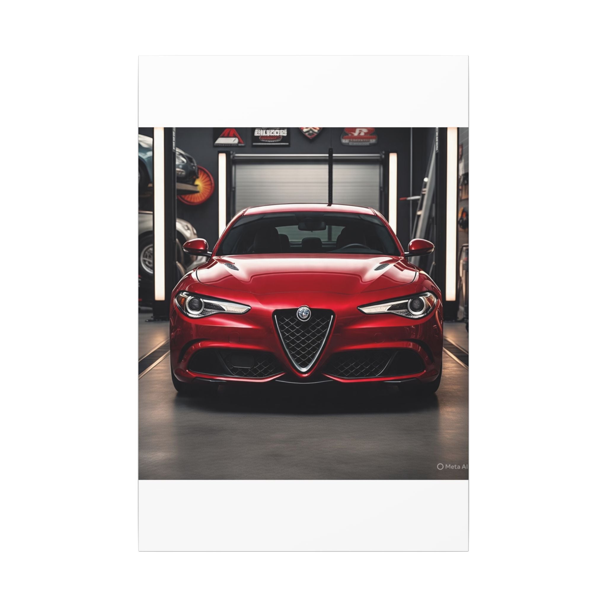 Alfa Romeo Giulia Front View Matte Canvas Wall Art — Stretched Car Photography Print