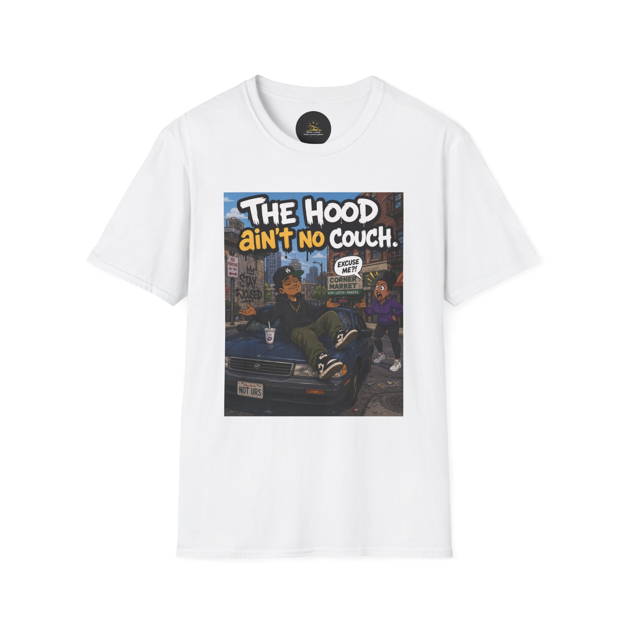 T-Shirt — "The Hood Ain’t No Couch" Urban Street Art Tee V2
