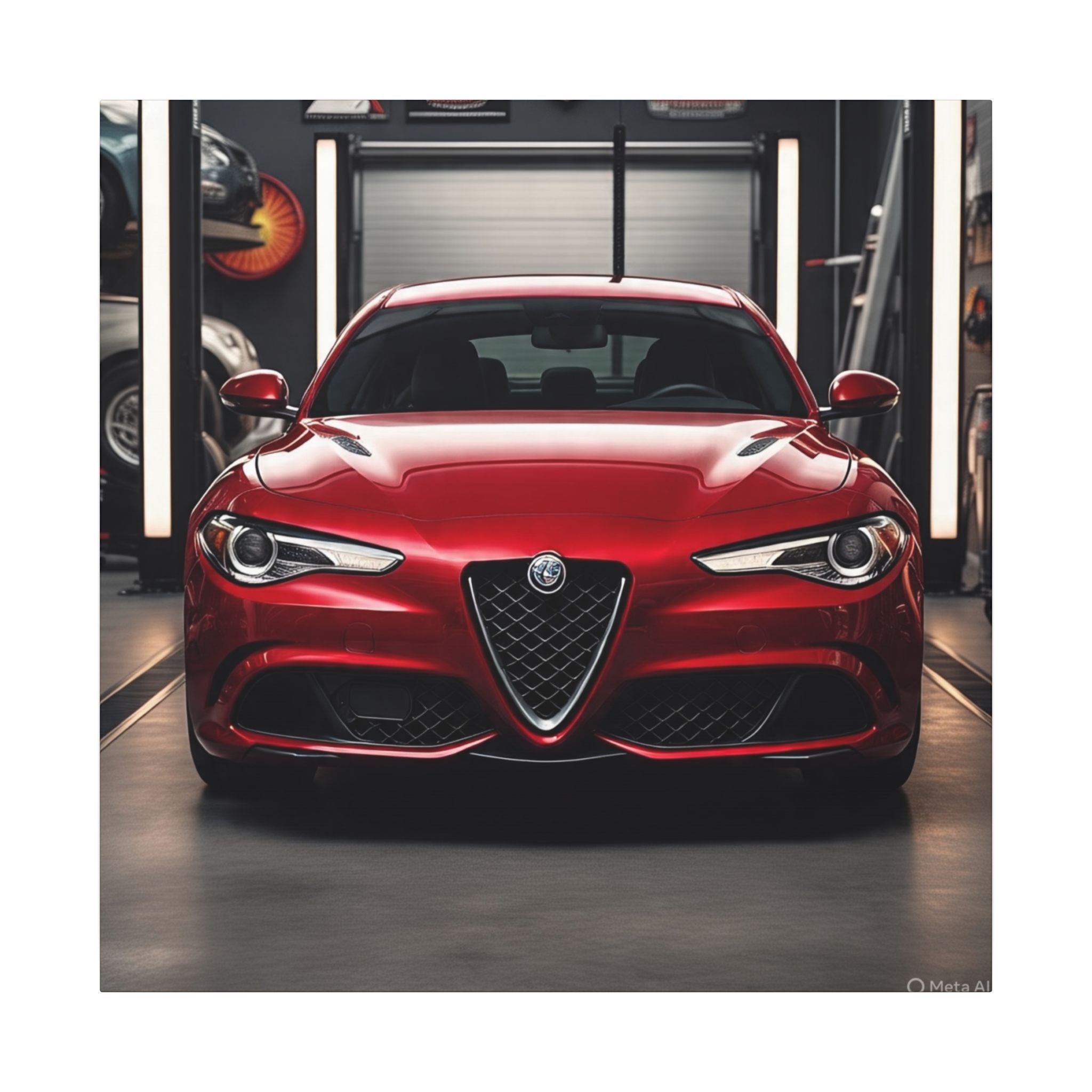 Alfa Romeo Giulia Front View Matte Canvas Wall Art — Stretched Car Photography Print
