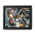Framed Automotive Doodle Matte Canvas Print — Garage Wall Art