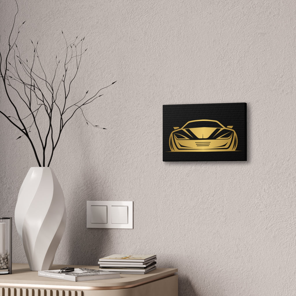 Gold Sports Car Canvas Print — Modern Automotive Wall Art