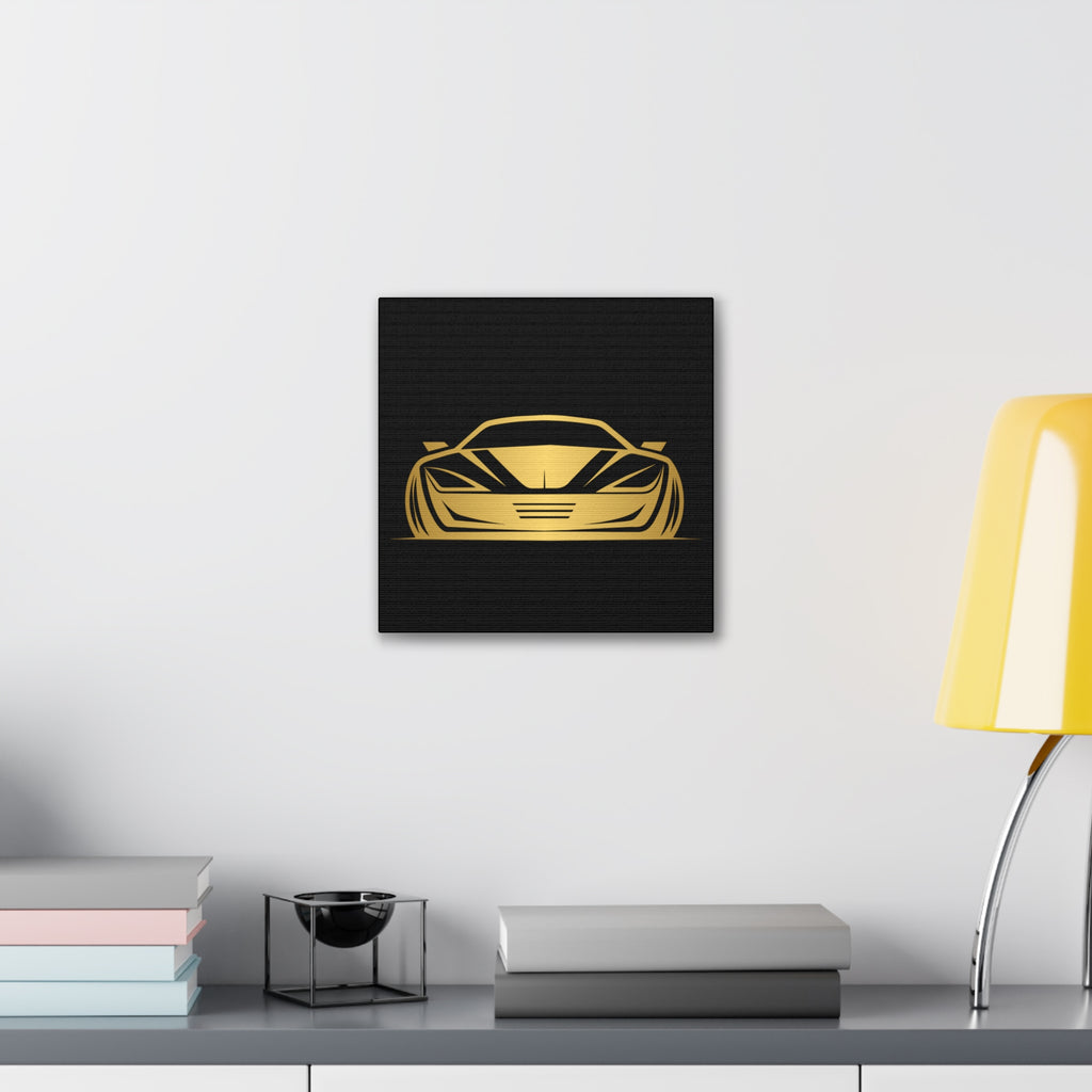 Gold Sports Car Canvas Print — Modern Automotive Wall Art