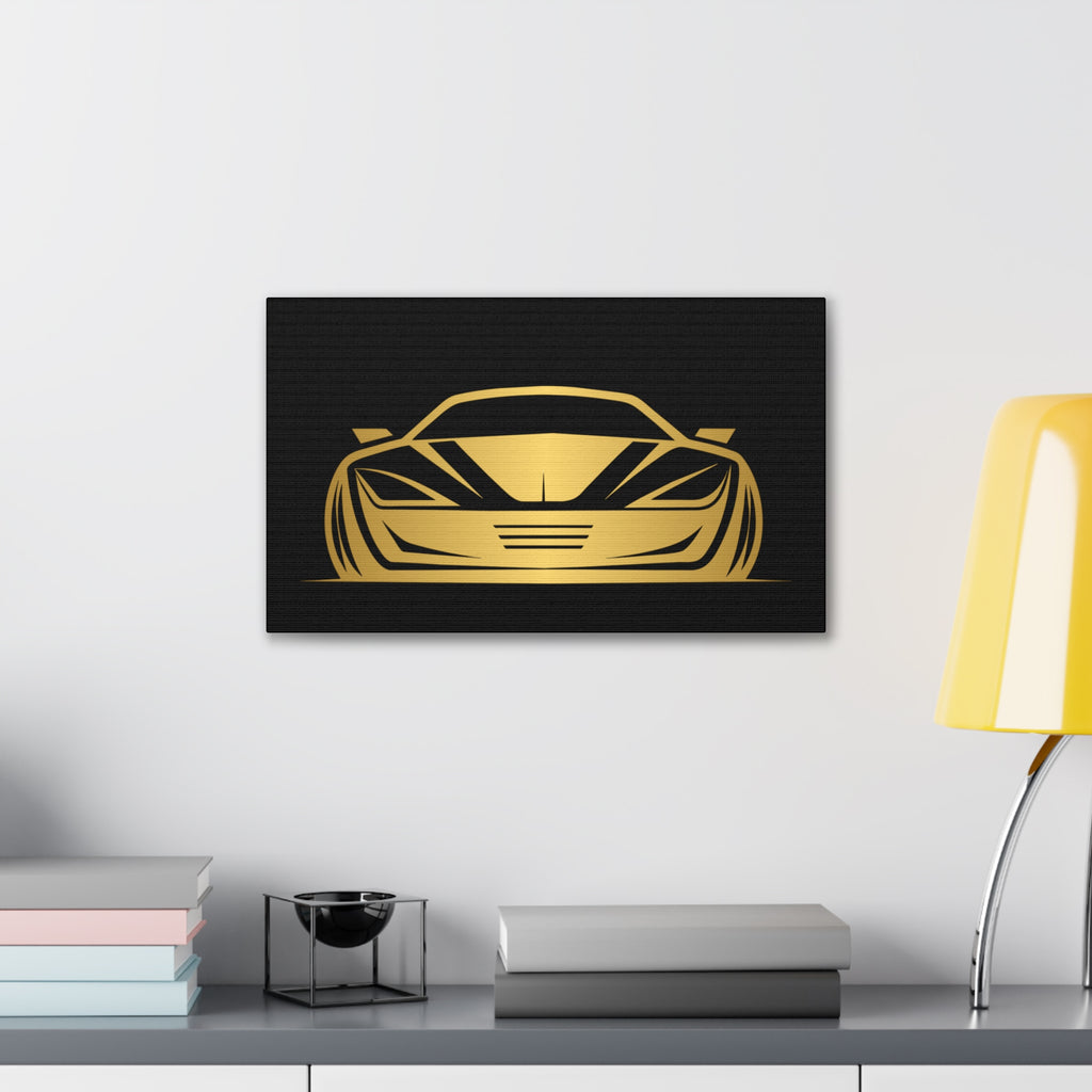 Gold Sports Car Canvas Print — Modern Automotive Wall Art