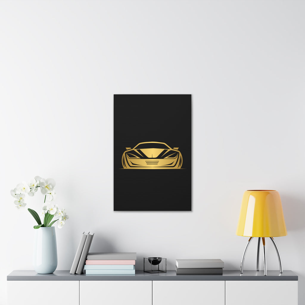 Gold Sports Car Canvas Print — Modern Automotive Wall Art