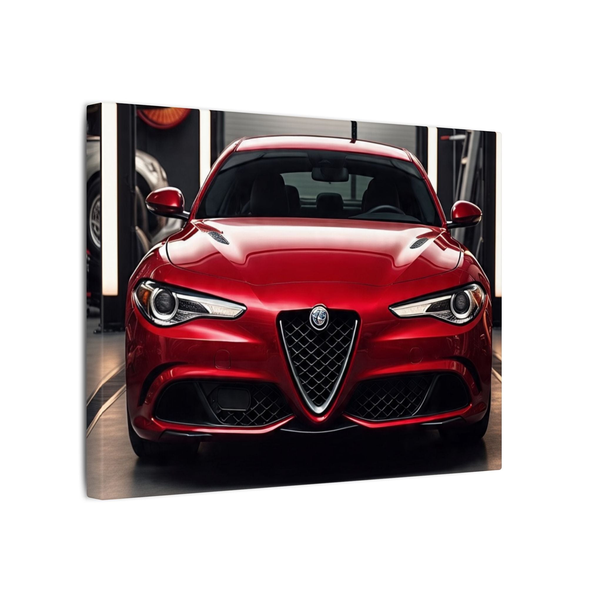 Alfa Romeo Giulia Front View Matte Canvas Wall Art — Stretched Car Photography Print