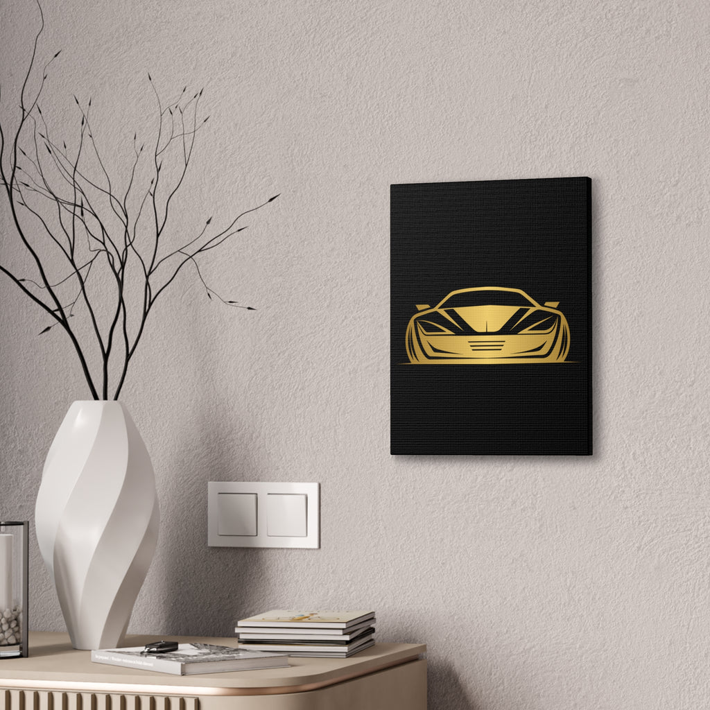 Gold Sports Car Canvas Print — Modern Automotive Wall Art