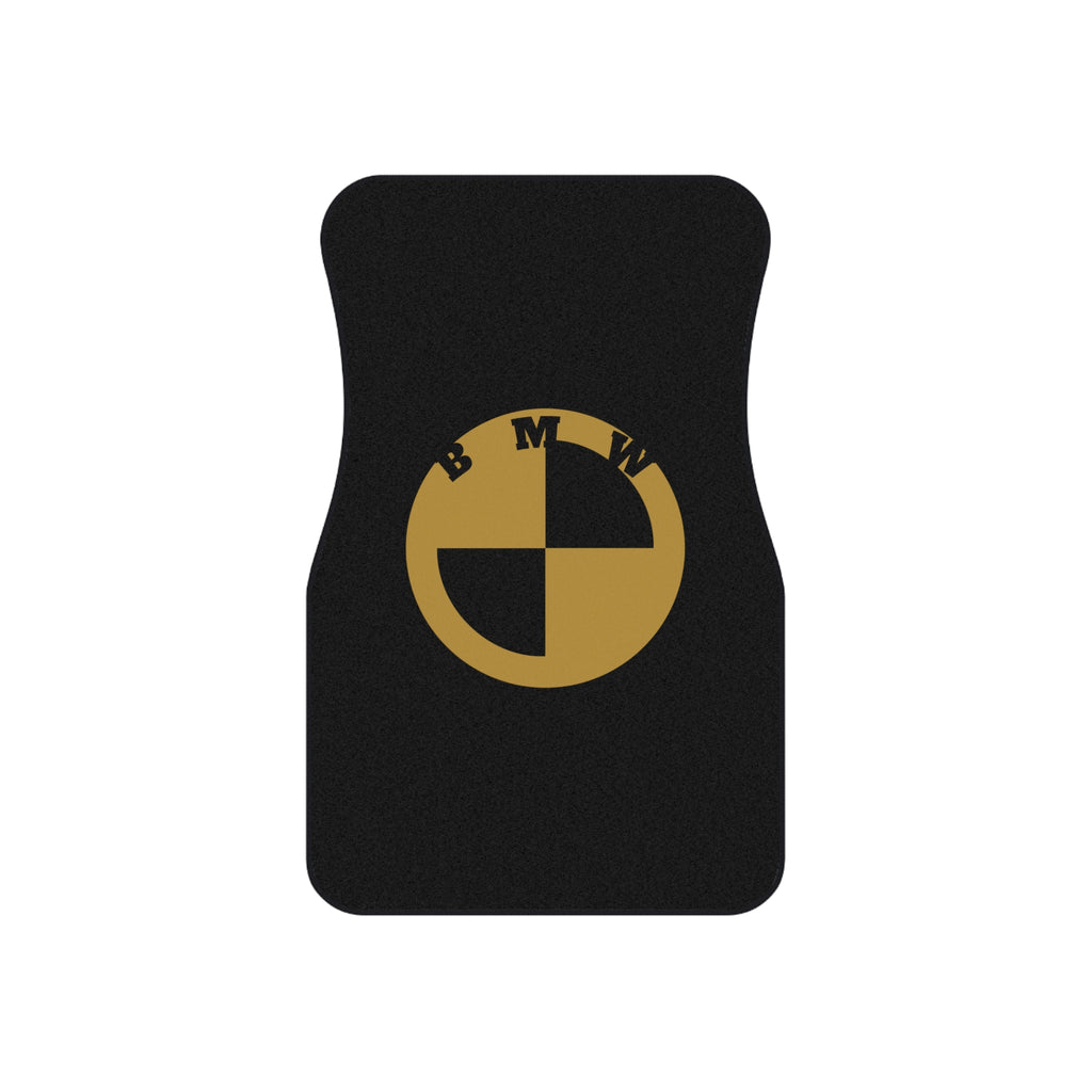 Gold/Black BMW Logo Car Mats (Set of 4) — Black Floor Mat Protector