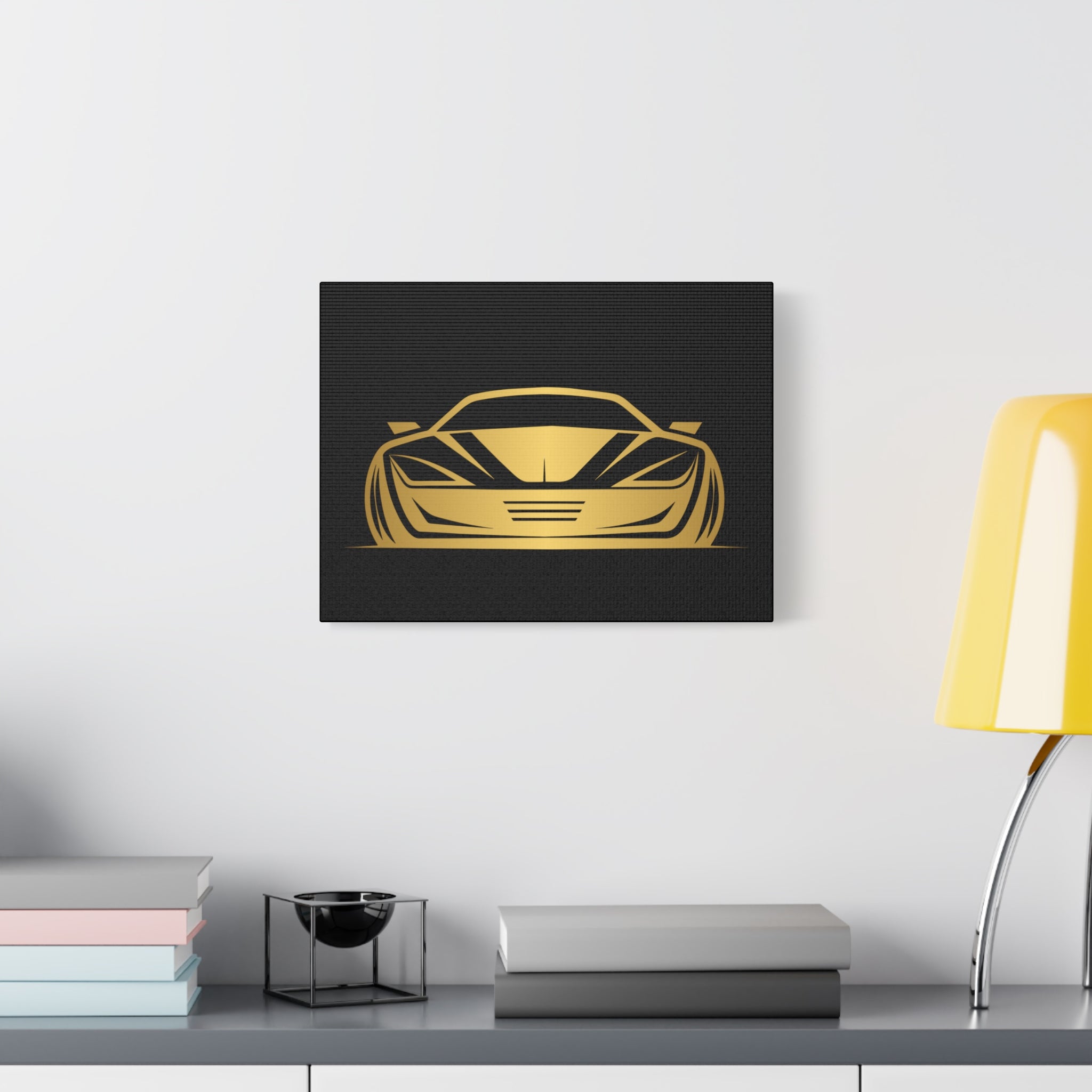 Golden Sports Car Canvas Print — Modern Automotive Wall Art