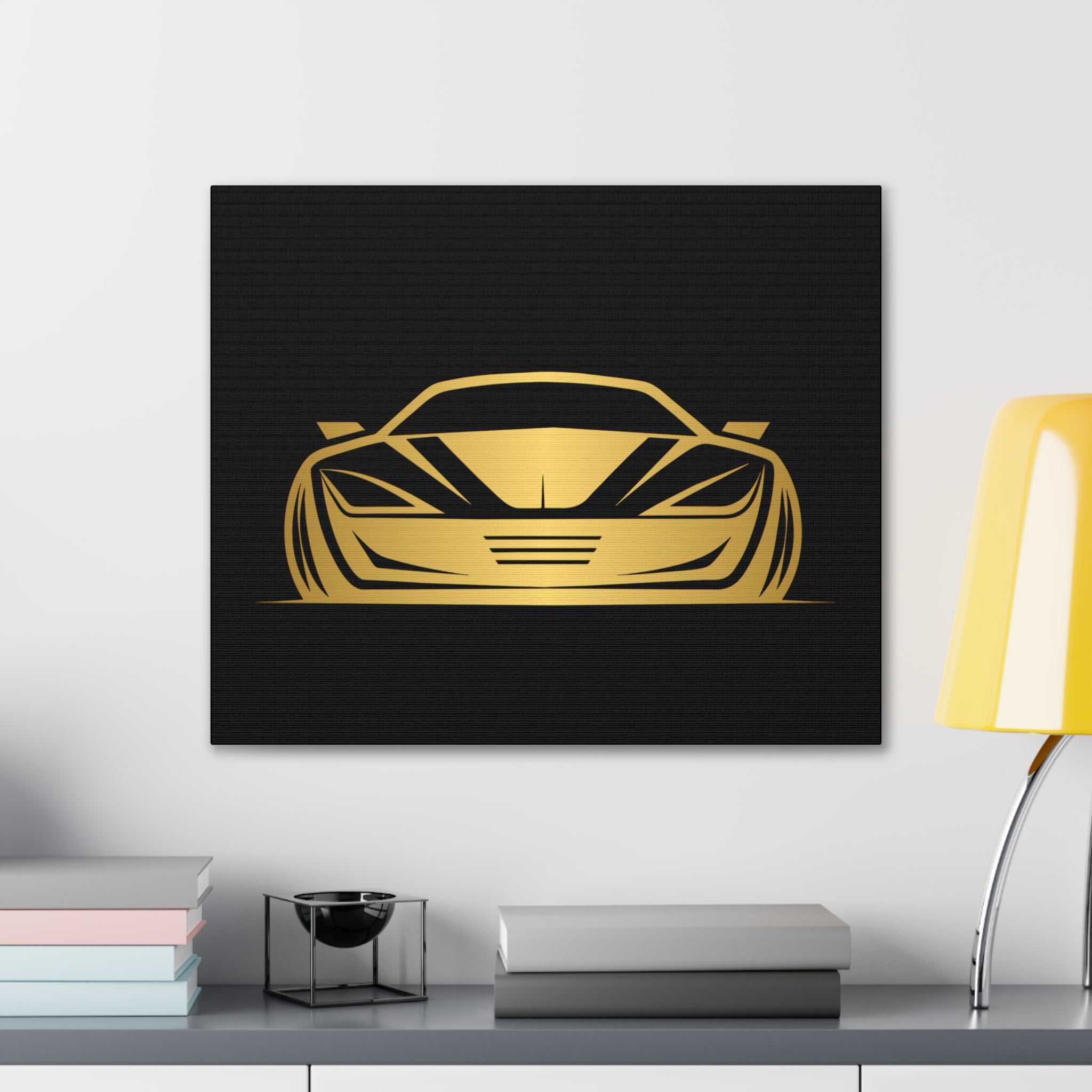 Gold Sports Car Canvas Print — Modern Automotive Wall Art