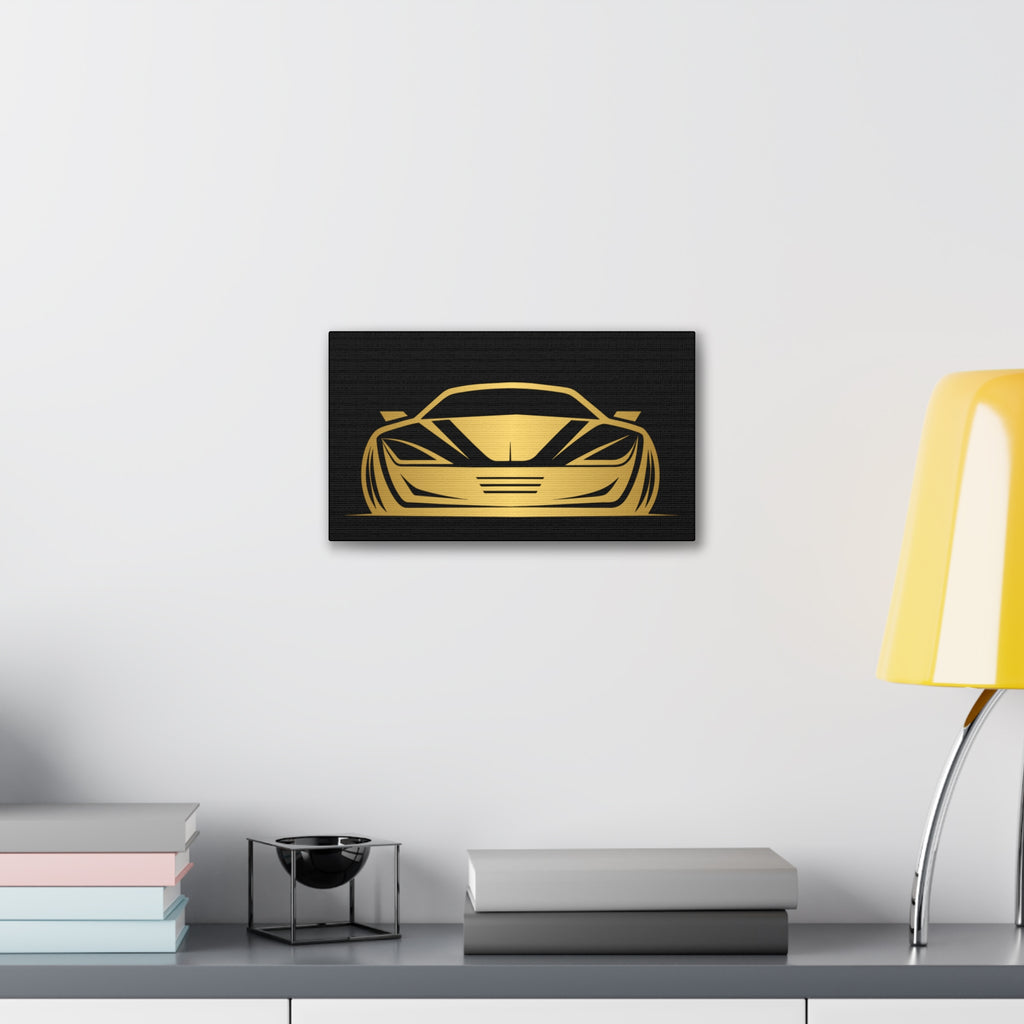 Gold Sports Car Canvas Print — Modern Automotive Wall Art