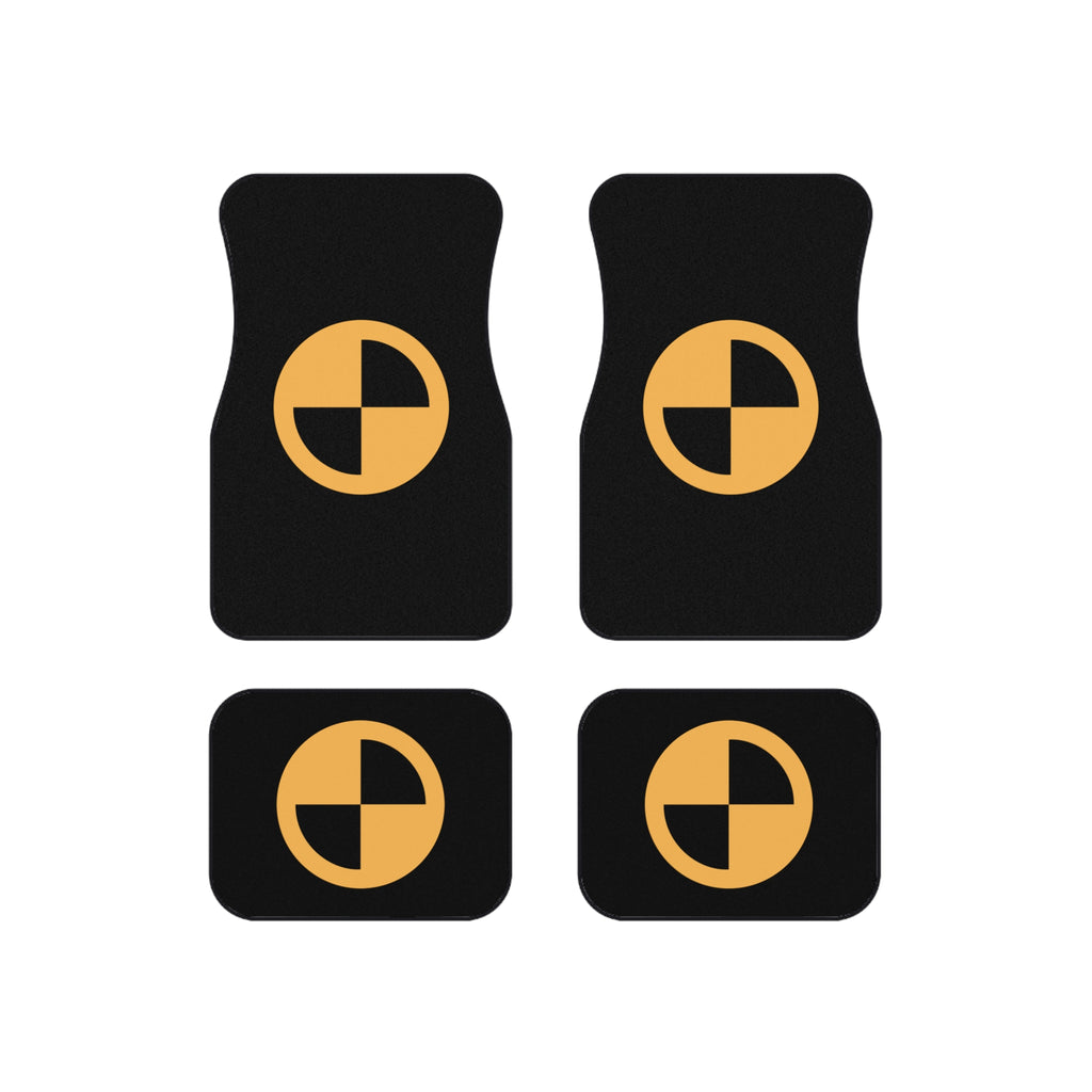BMW Symbol Car Floor Mats (Set of 4) - Black & Yellow Auto Interior Mats