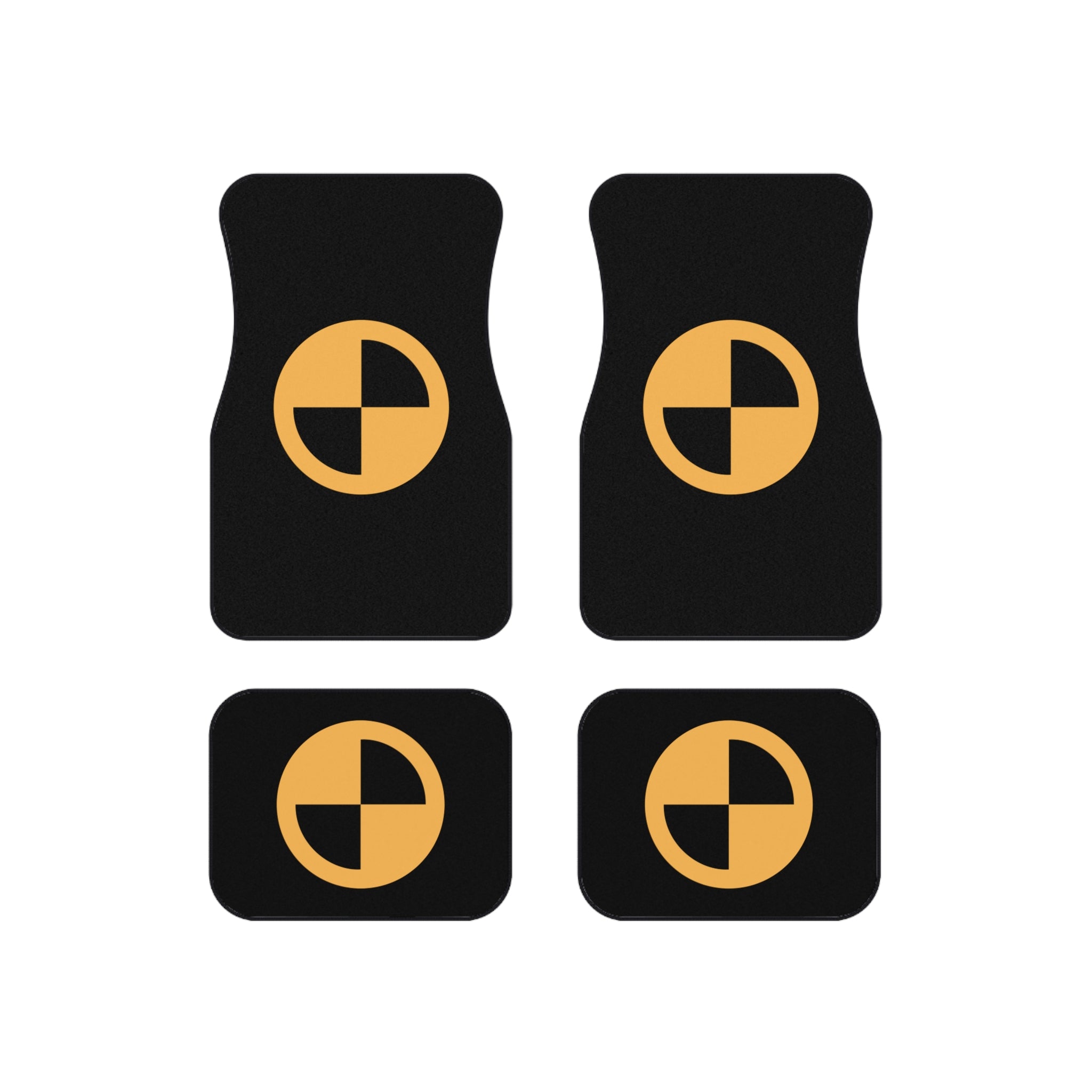 BMW Symbol Car Floor Mats (Set of 4) - Black & Yellow Auto Interior Mats