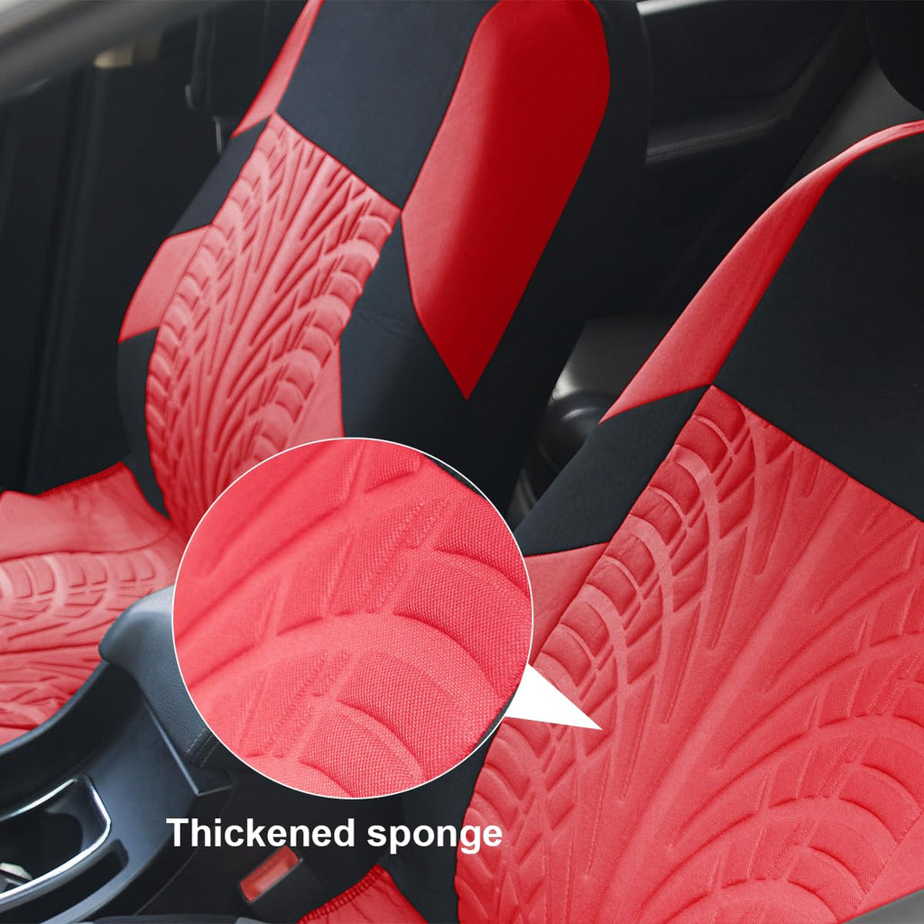 Front Car Seat Covers, 2 Pcs Polyester Bucket Seat Protectors, Soft And Breathable, Premium Sporty Automotive Seat Cushions, Universal Auto Interior Accessories Red