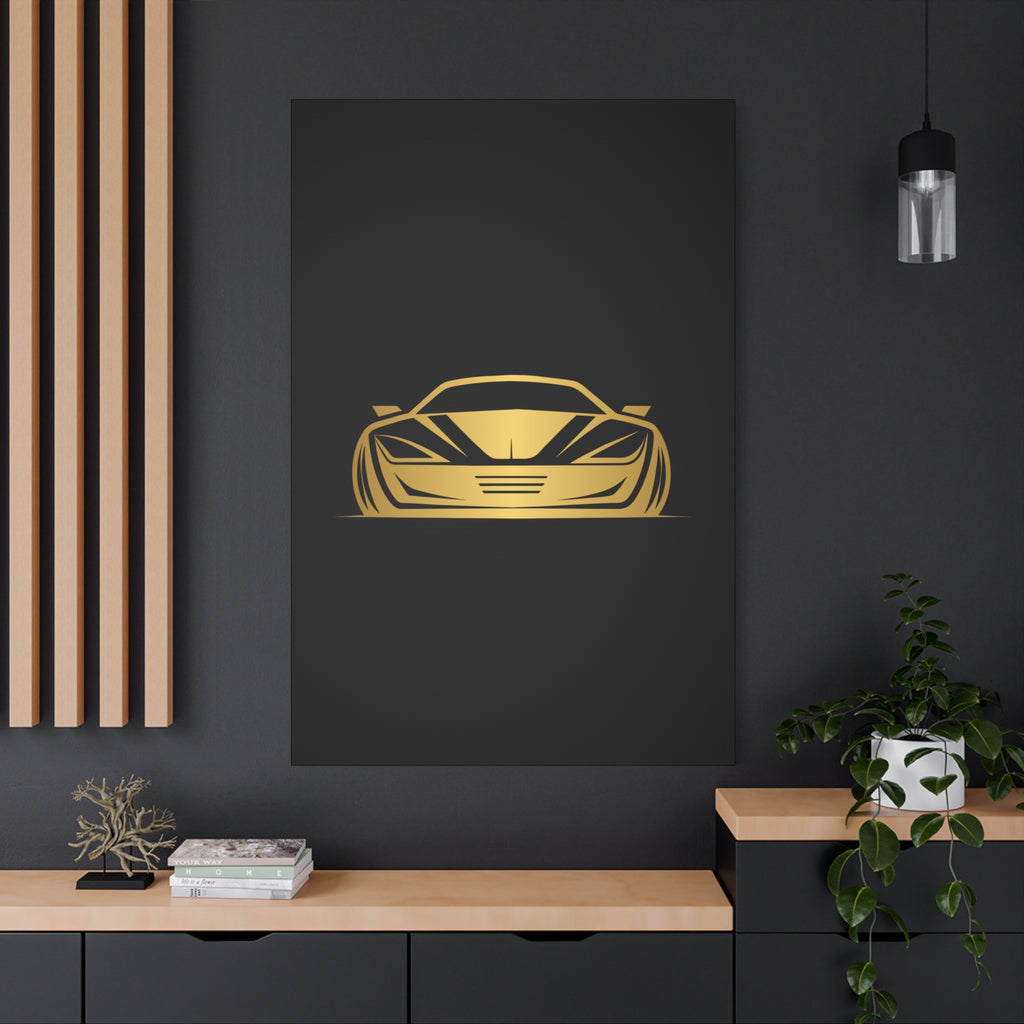 Golden Sports Car Canvas Print — Modern Automotive Wall Art