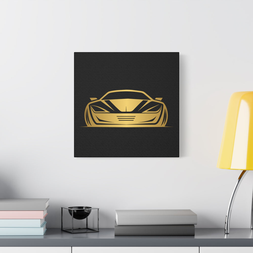 Golden Sports Car Canvas Print — Modern Automotive Wall Art