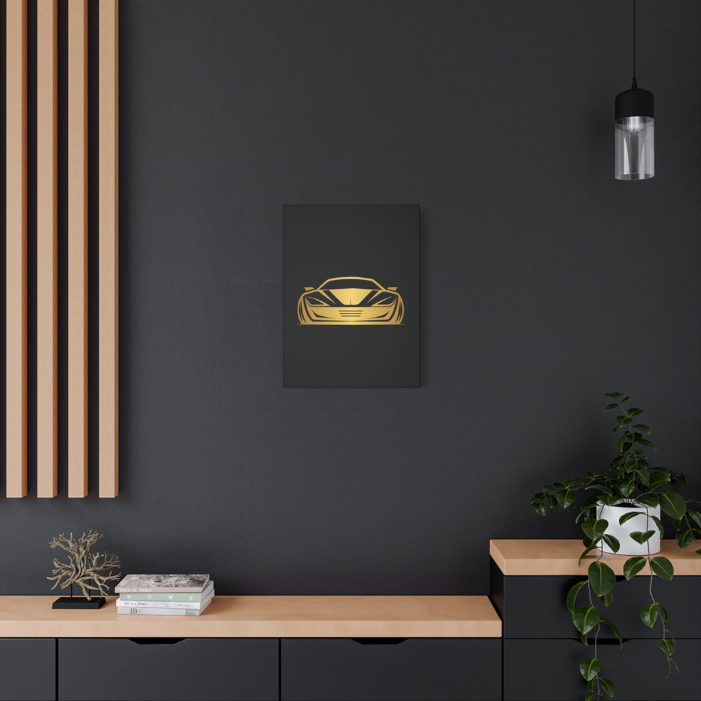 Golden Sports Car Canvas Print — Modern Automotive Wall Art