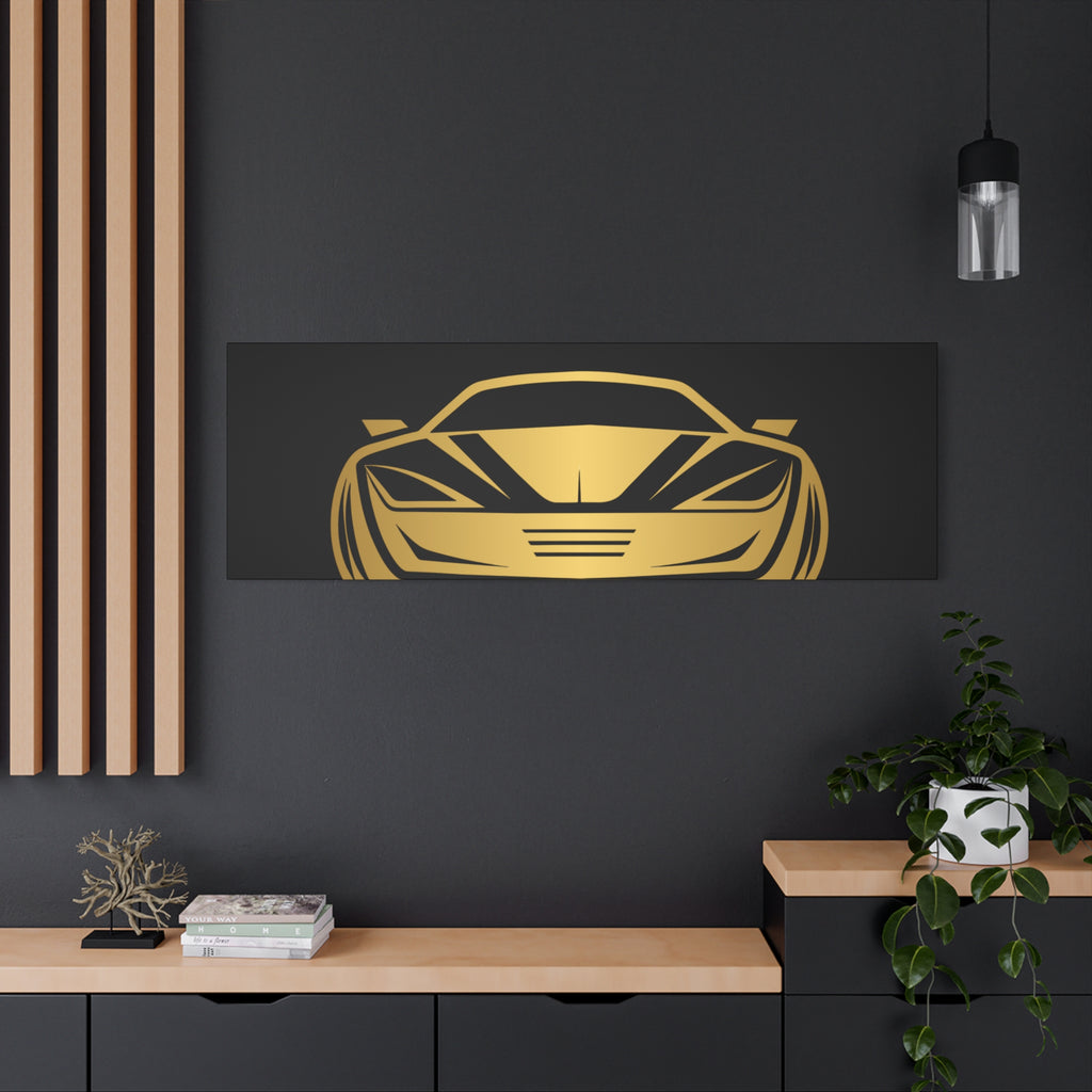 Golden Sports Car Canvas Print — Modern Automotive Wall Art