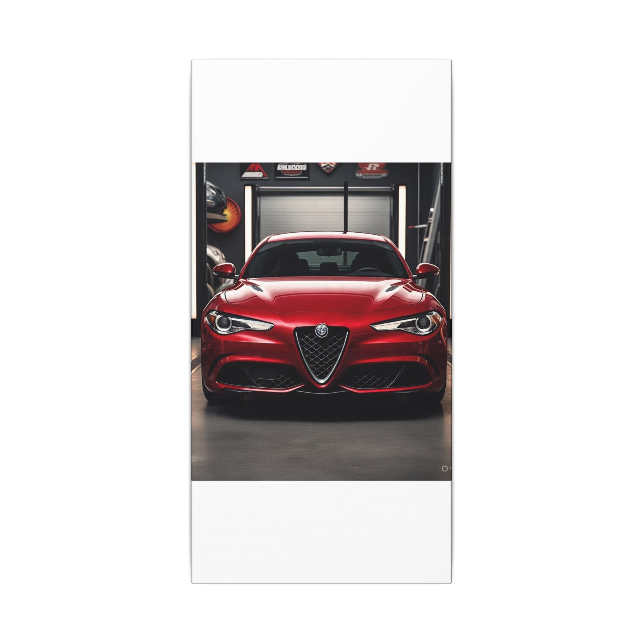 Alfa Romeo Giulia Front View Matte Canvas Wall Art — Stretched Car Photography Print