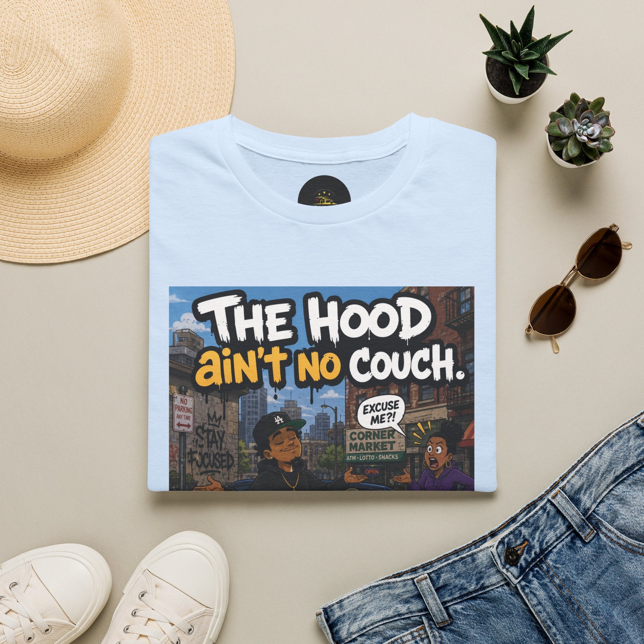 T-Shirt — "The Hood Ain’t No Couch" Urb Street Art Tee V2