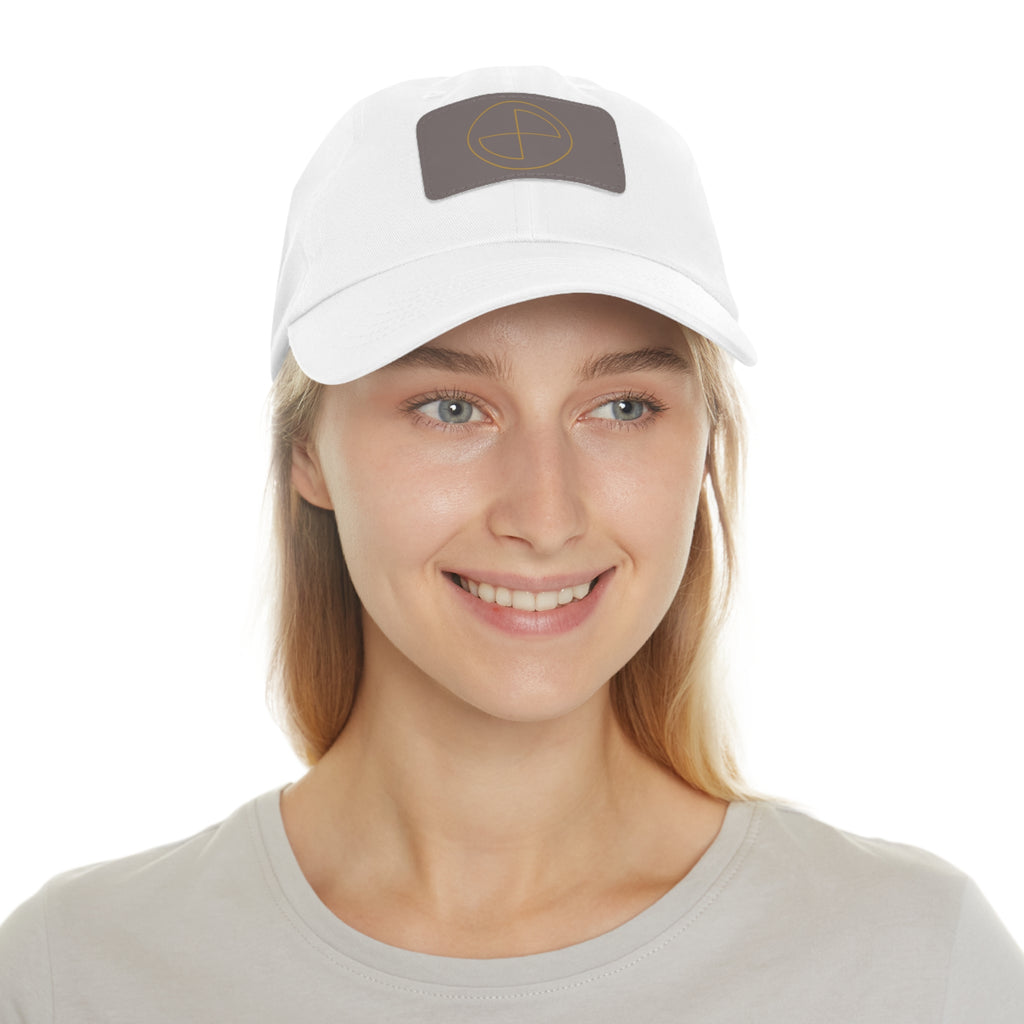 Minimal Leather-Patched Dad Hat — Circle Line Logo