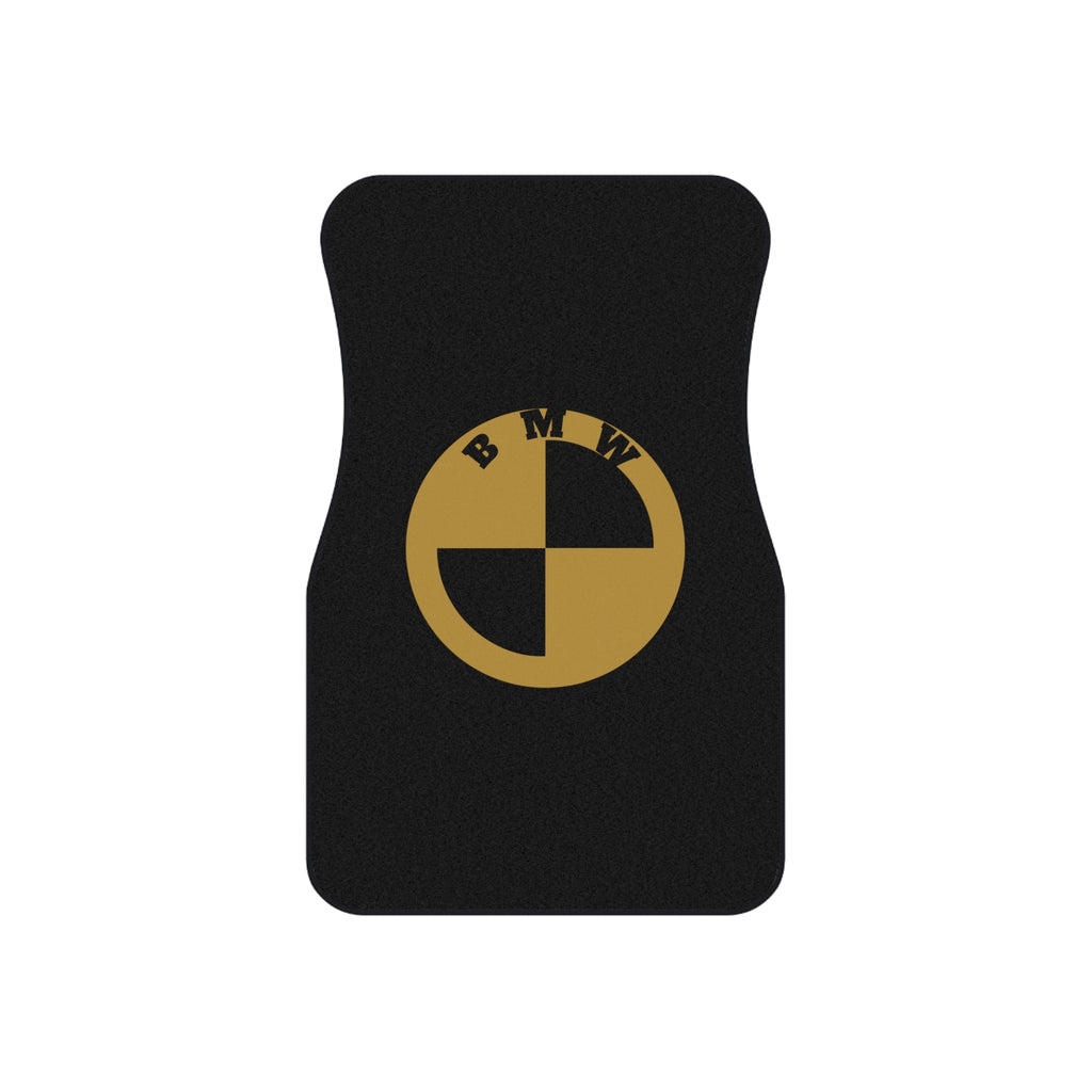 Gold/Black BMW Logo Car Mats (Set of 4) — Black Floor Mat Protector
