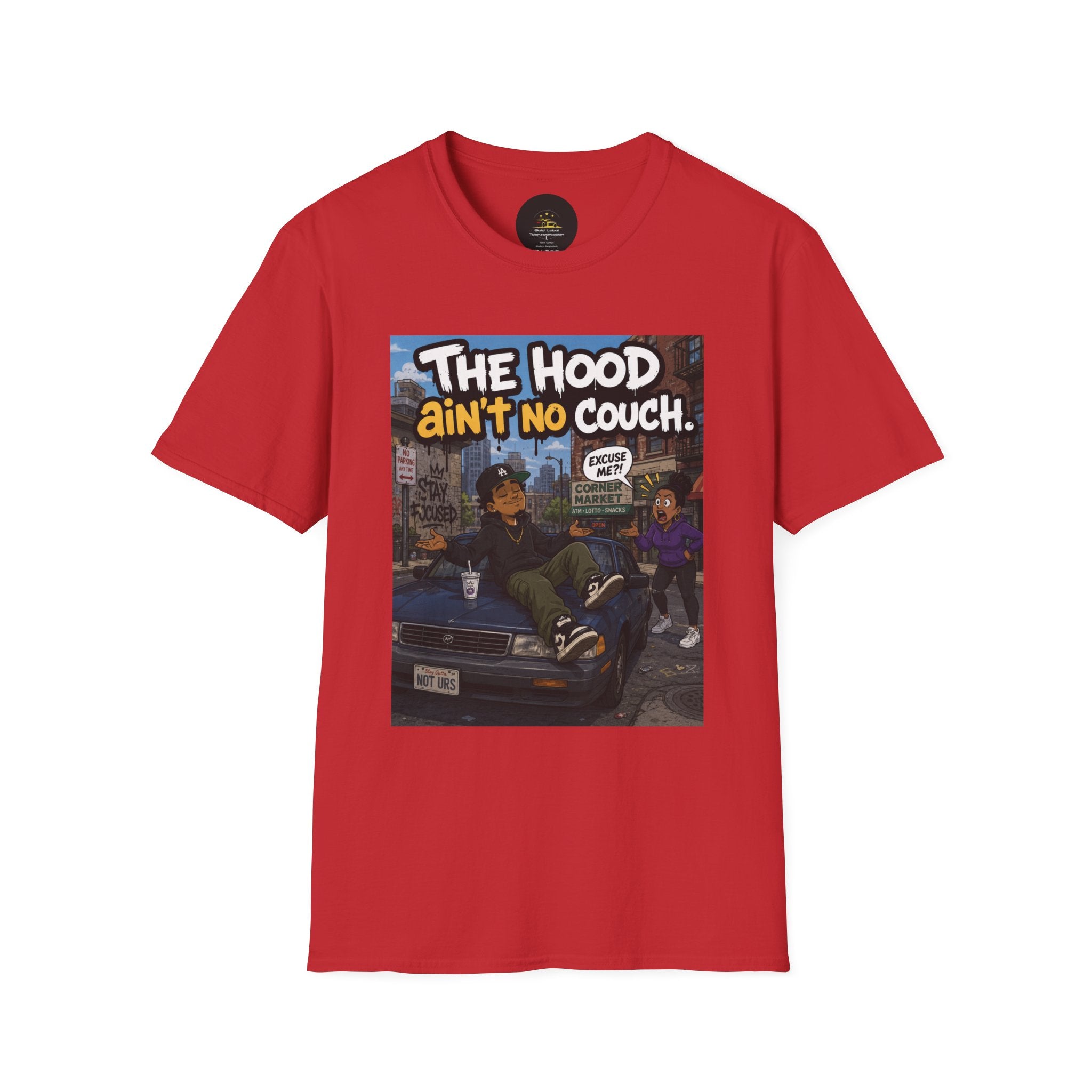 T-Shirt — "The Hood Ain’t No Couch" Urban Street Art Tee V2