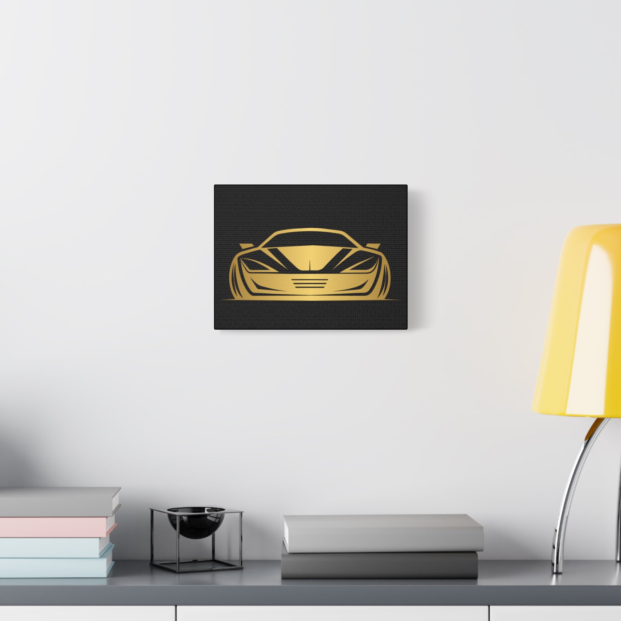 Golden Sports Car Canvas Print — Modern Automotive Wall Art