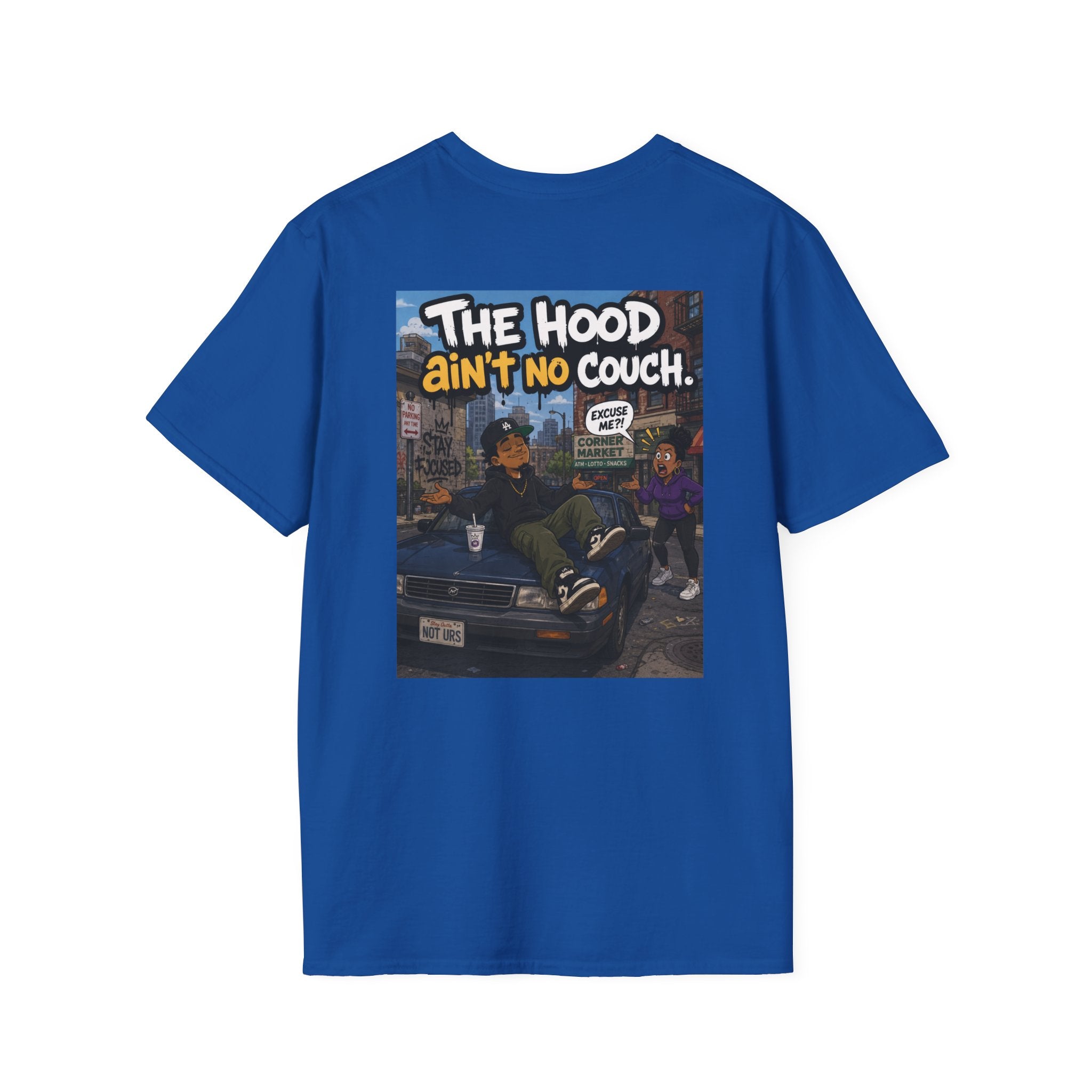T-Shirt — "The Hood Ain’t No Couch" Urban Street Art Tee V2