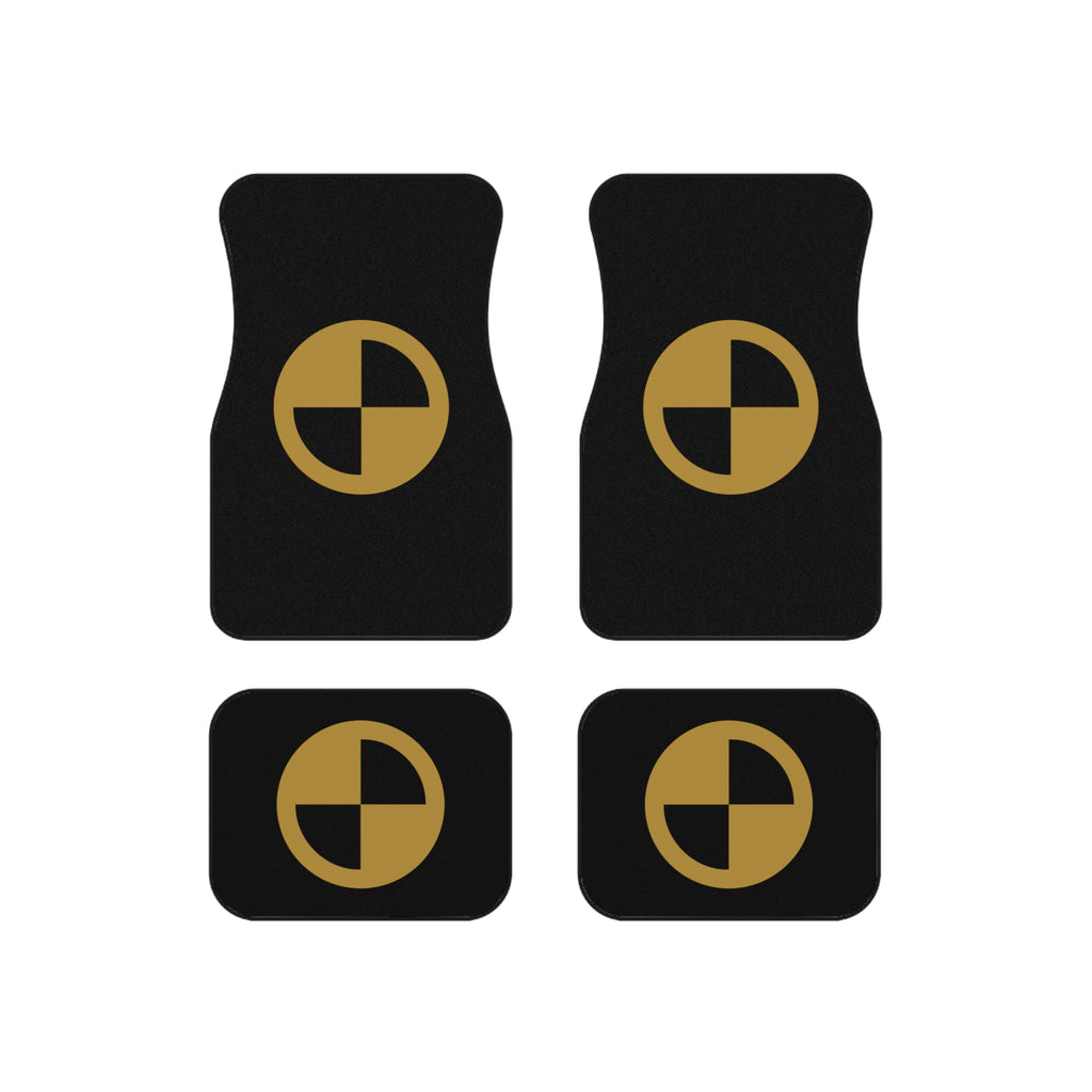 Gold BMW Logo Car Mats (Set of 4) — Black Floor Mat Protector