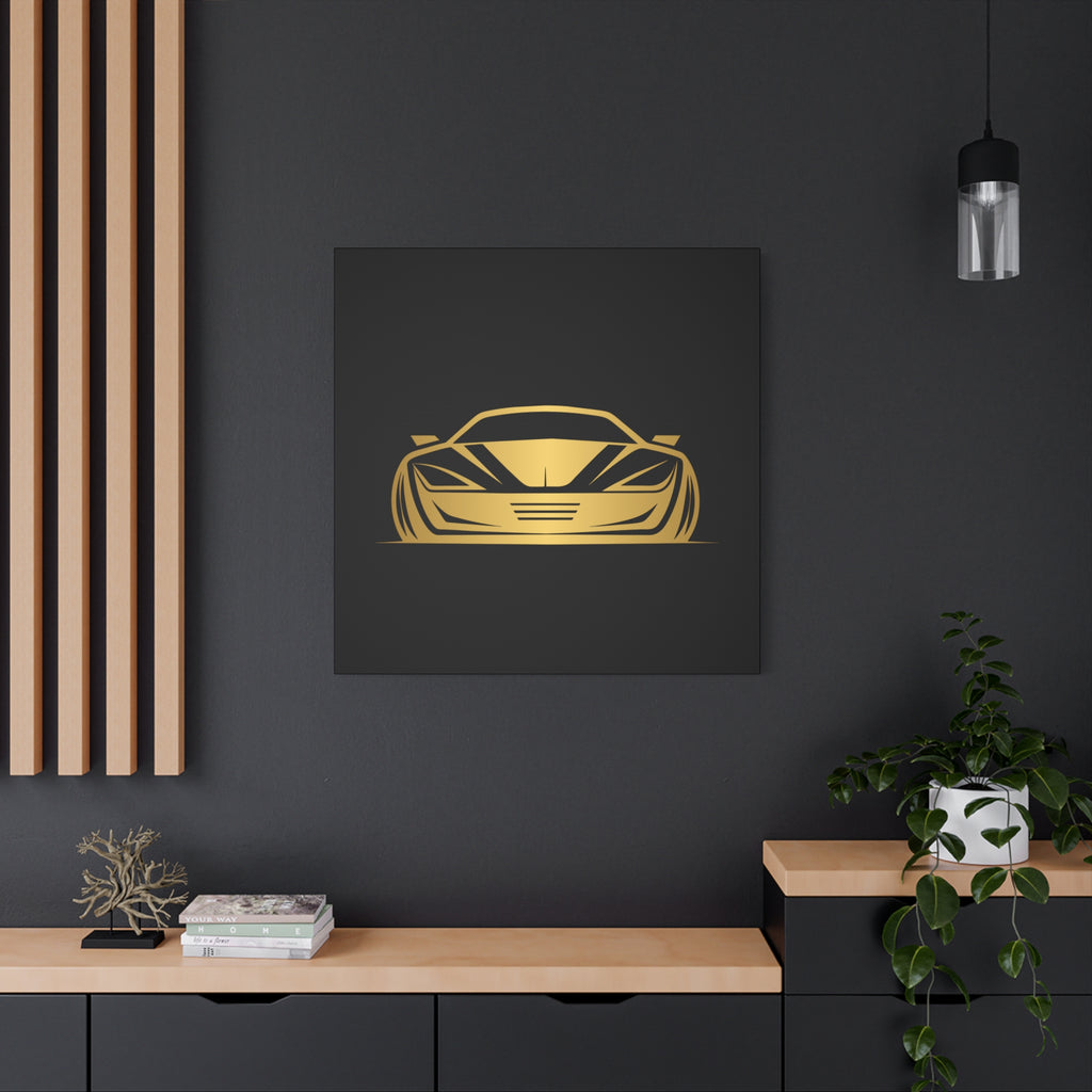 Golden Sports Car Canvas Print — Modern Automotive Wall Art