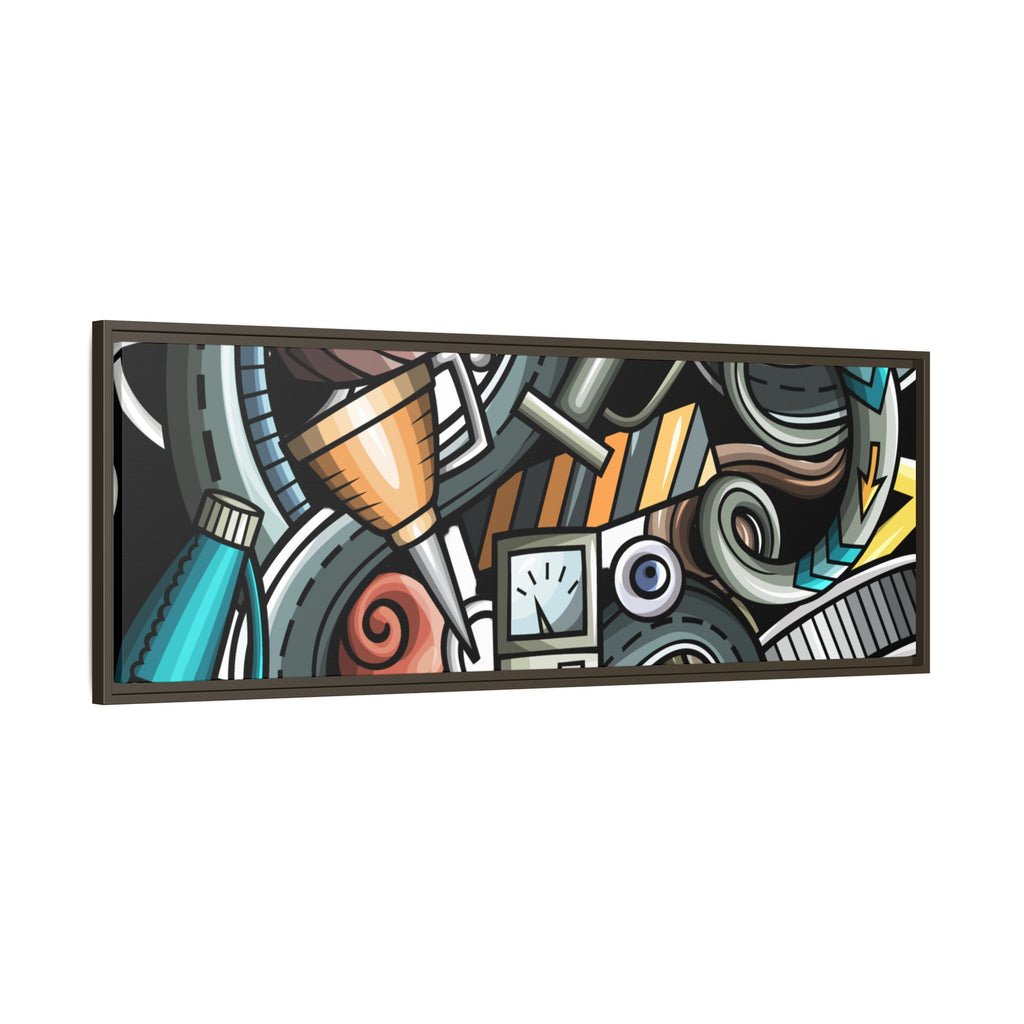 Framed Automotive Doodle Matte Canvas Print — Garage Wall Art