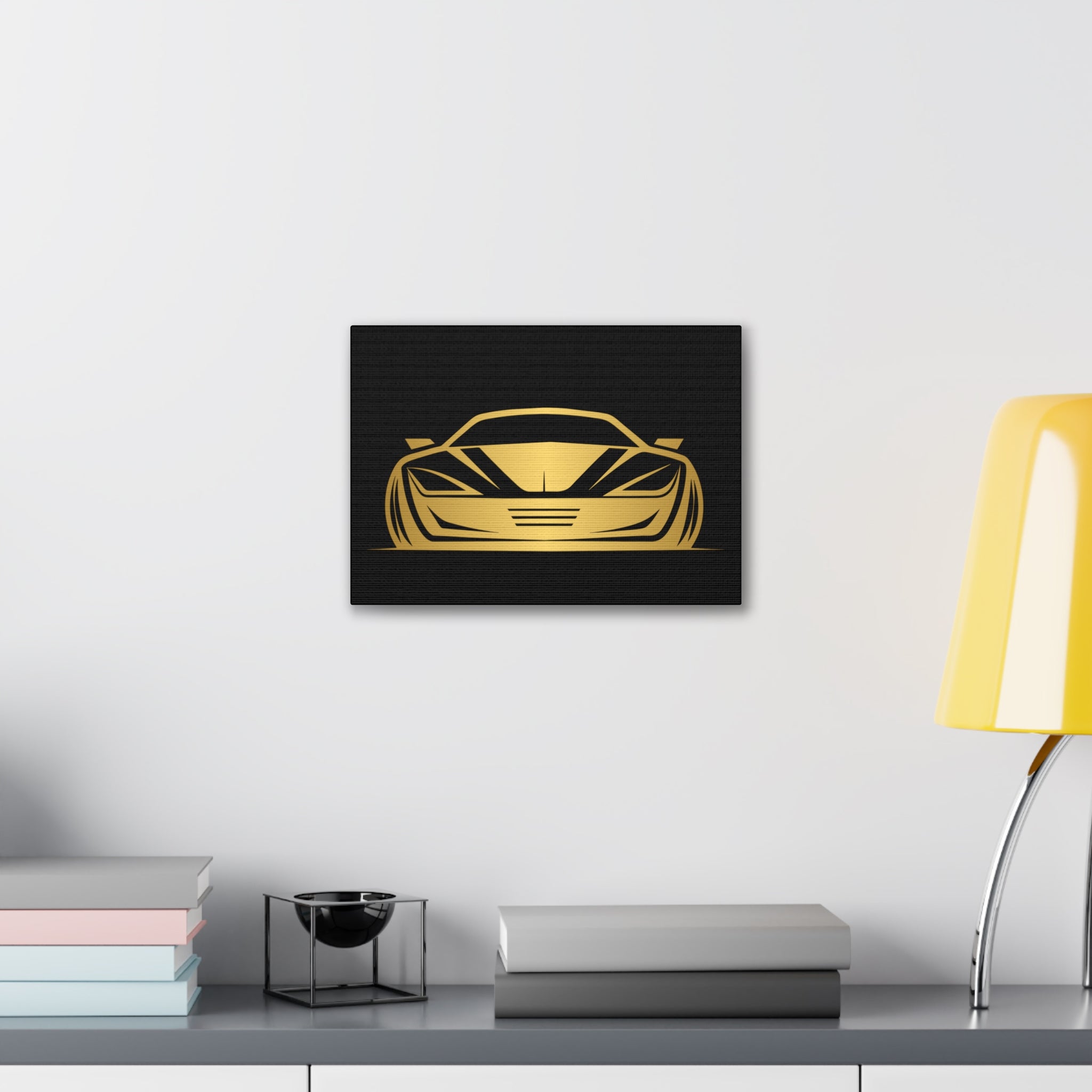 Gold Sports Car Canvas Print — Modern Automotive Wall Art