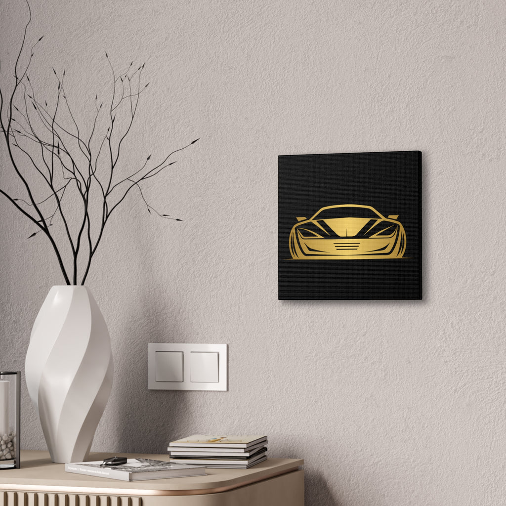 Gold Sports Car Canvas Print — Modern Automotive Wall Art
