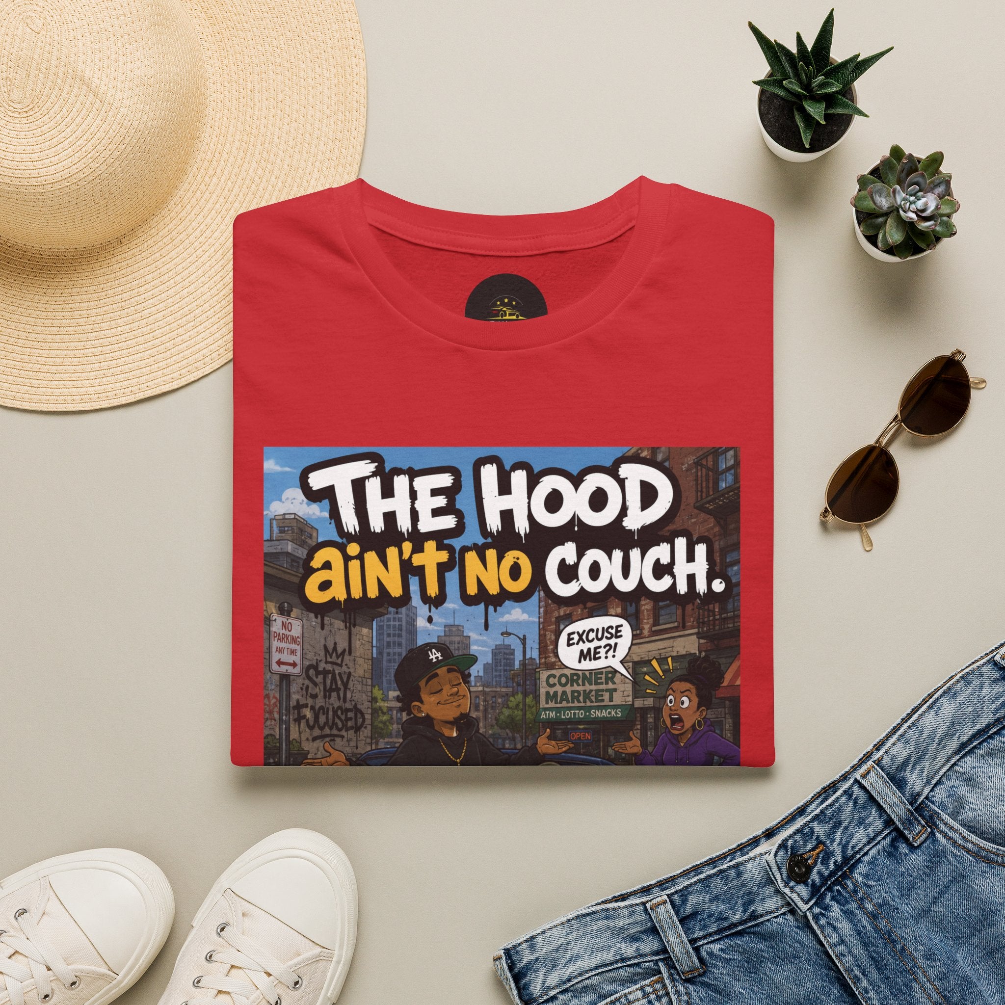 T-Shirt — "The Hood Ain’t No Couch" Urb Street Art Tee V2