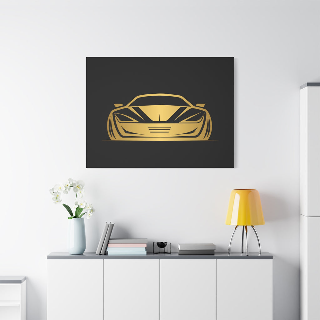 Golden Sports Car Canvas Print — Modern Automotive Wall Art