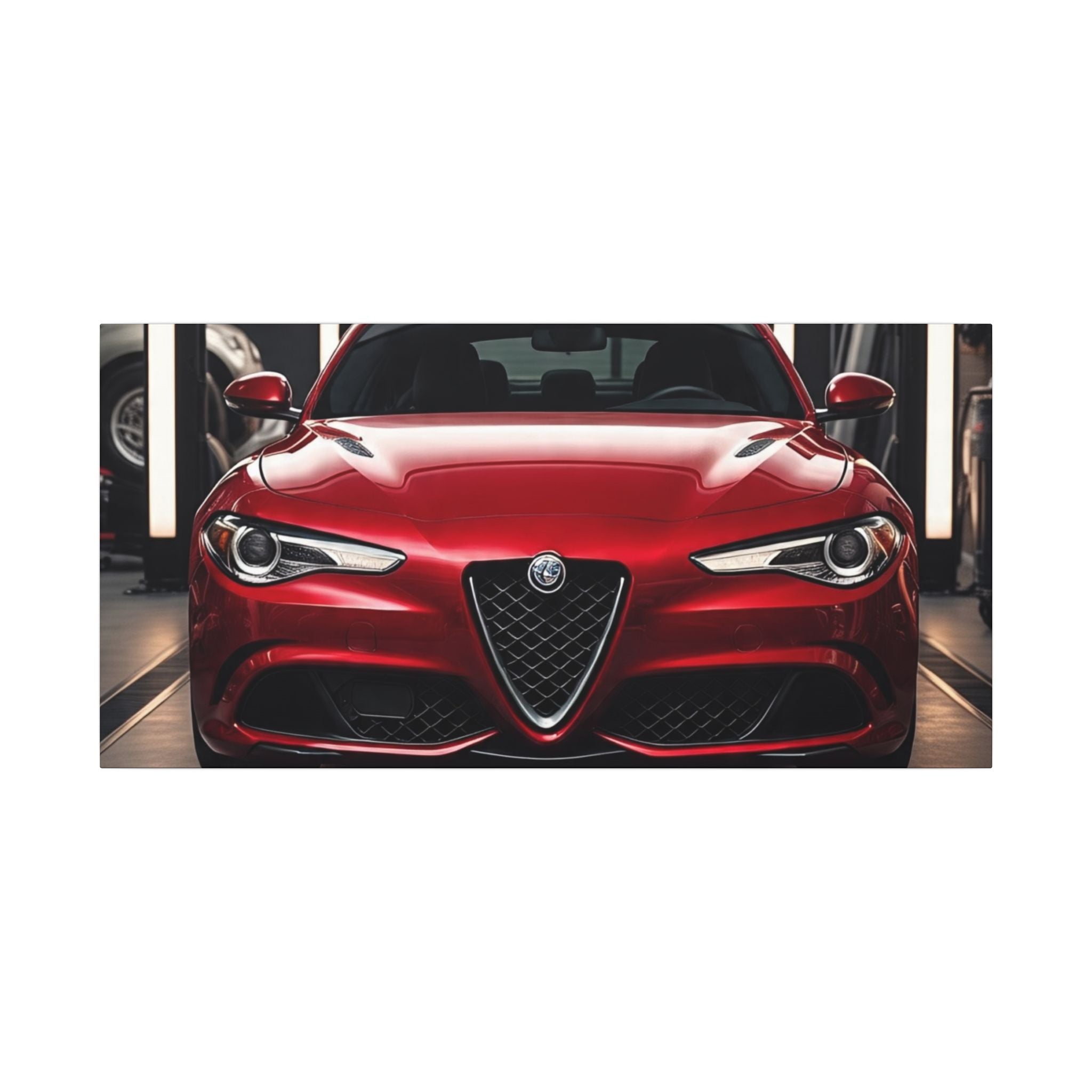 Alfa Romeo Giulia Front View Matte Canvas Wall Art — Stretched Car Photography Print
