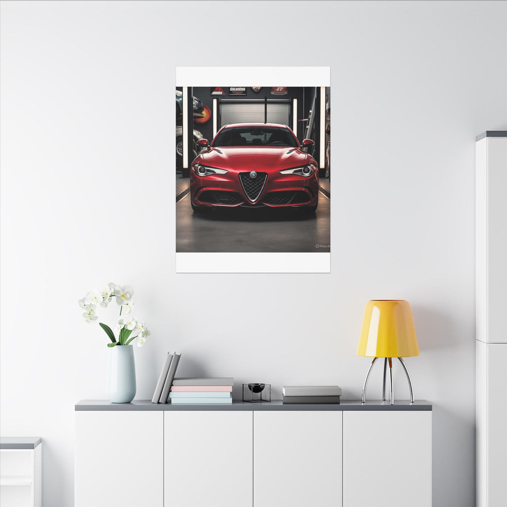 Alfa Romeo Giulia Front View Matte Canvas Wall Art — Stretched Car Photography Print