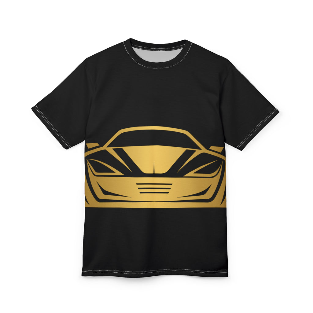 Sports Car Graphic Tee — Gold Supercar Front Print
