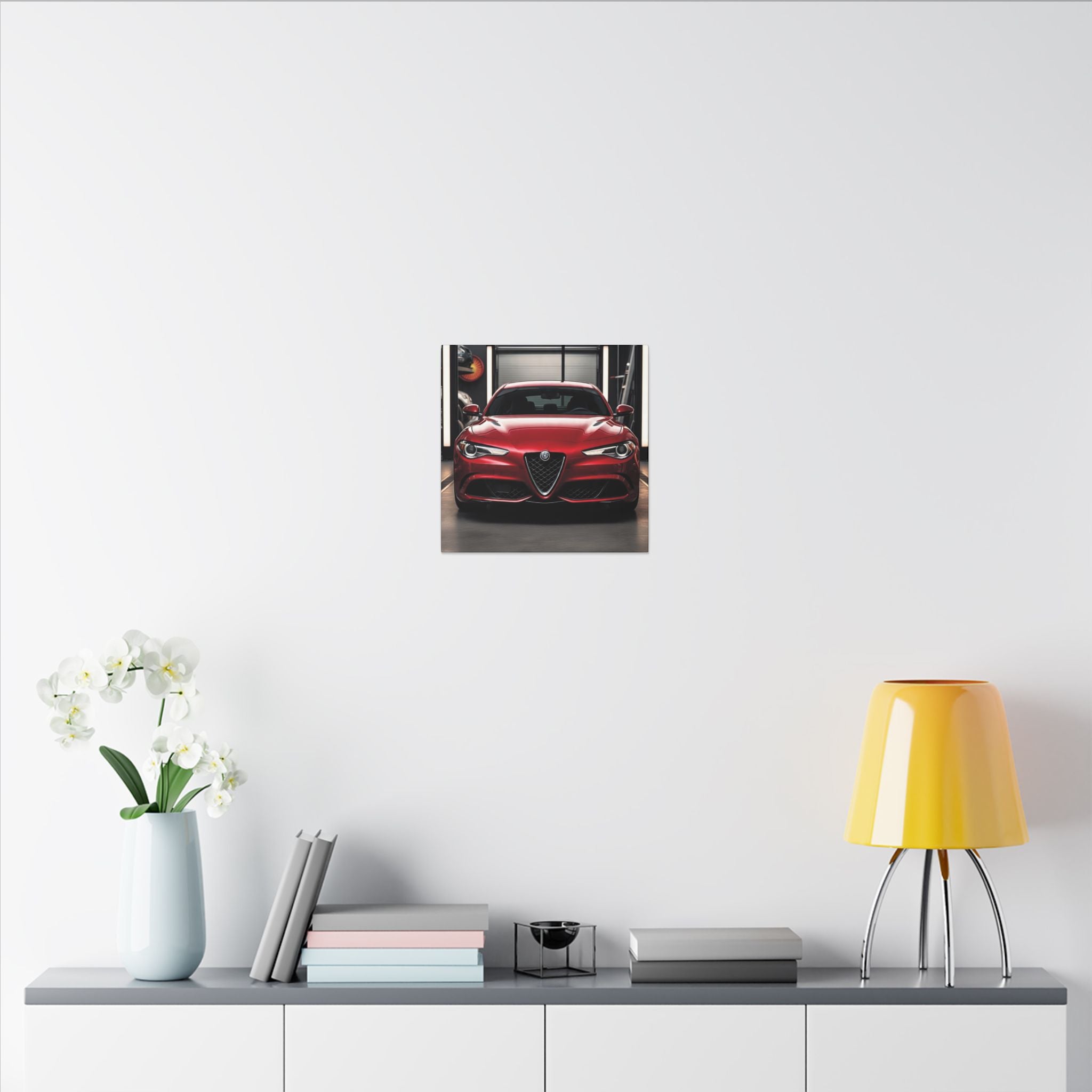 Alfa Romeo Giulia Front View Matte Canvas Wall Art — Stretched Car Photography Print