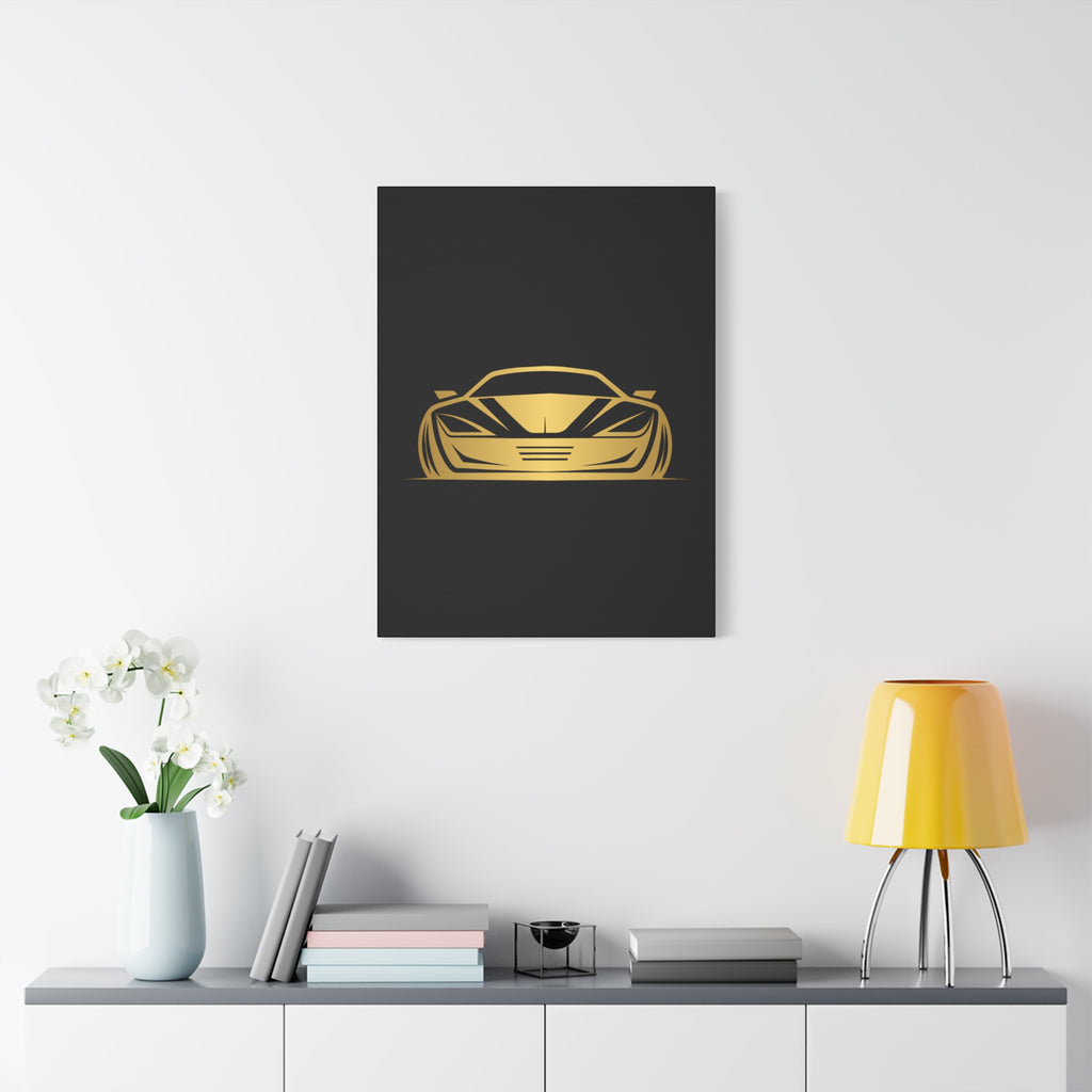 Golden Sports Car Canvas Print — Modern Automotive Wall Art