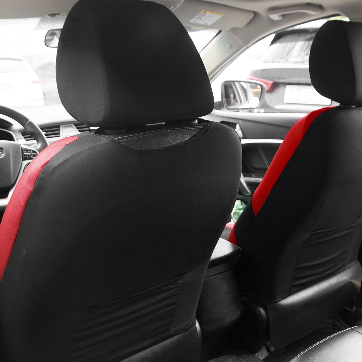 Front Car Seat Covers, 2 Pcs Polyester Bucket Seat Protectors, Soft And Breathable, Premium Sporty Automotive Seat Cushions, Universal Auto Interior Accessories Red